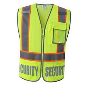 Class 2 Retro-Reflection Security Safety Vests Heavy Duty Mesh Small Yellow