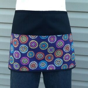 Cute Circles Dots server waitress waist Half apron 3 pocket restaurant Cafe