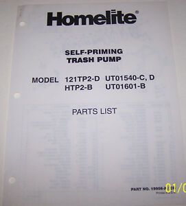 HOMELITE 4 CYCLE SELF-PRIMING TRASH PUMP 121TP2-D, HTP2-B