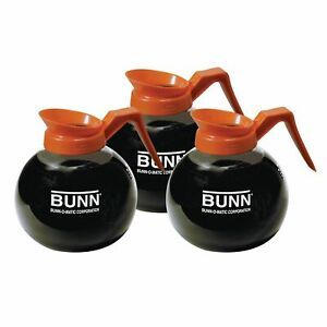 BUNN Glass Decanter 12 cup 64 oz Orange Handle Decaf Coffee Pot - 3 Pack
