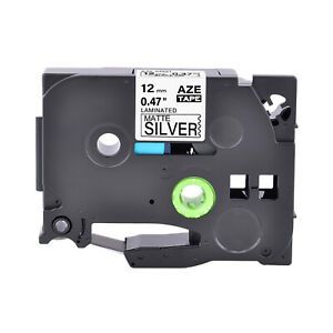 1PK Fits Brother P-Touch PT-D210 TZ TZe-M931 Black on Matt Silver Tape 0.47&#034;