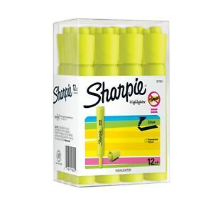 Sharpie Tank Highlighters, Chisel Tip, Fluorescent Yellow, 12 Count