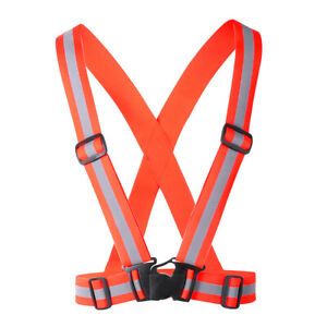 Fully High Visibility Safety Vest Belt Straps Jacket Reflective Gear Cycling Run