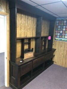 8&#039;3&#034; Antique Display Case Counter Cabinet, Store Counter Showcase, Mercantile