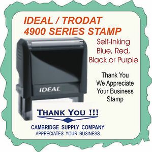 Thank You! with Business Name, Ideal / Trodat Self Ink Rubber Stamp 4900 Series