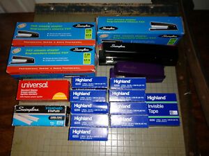 Swingline 747 stapler LOT of 4 plus 10 Highland 6200 invisible tape rolls