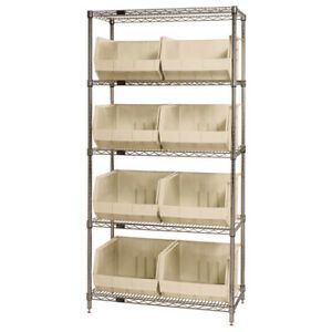 QUANTUM STORAGE SYSTEMS WR5-270 Chrome Wire Shelving Unit with Bins