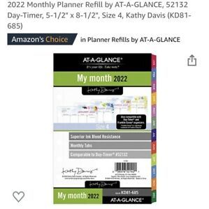 2022 Monthly Planner Refill by AT-A-GLANCE 52132 Day-Timer 5-1/2&#034; x 8-1/2&#034; Si...