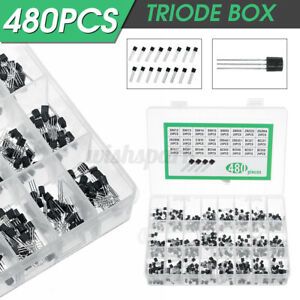 480Pcs 24 Types Silicon In-line NPN / PNP Transistor Assortment Kit Pack  C