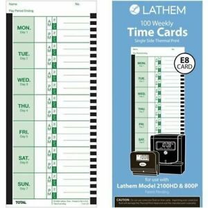 Lathem Thermal Time Clock Weekly Attendance Cards - LTHE8100