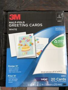 3M Half-Fold Greeting Cards White 20 Ct 5.5 X 8.5” Inkjet C510-1