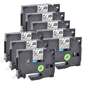 8PK White on Clear TZ TZe-135 For Brother 0.47&#039;&#039; PT-H100 1880C 1170S Label Tape