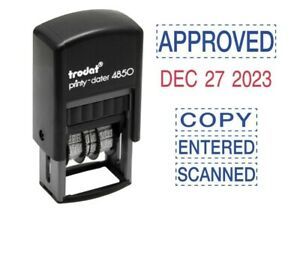 Trodat Economy Self-Inking 5-In-1 Micro Approved, Copy, ect,Date Stamp, Blue/Red