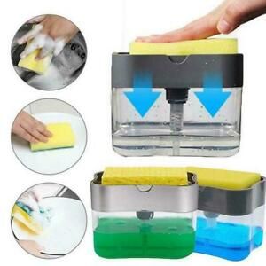 2 in 1 Soap Dispenser Pump Sponge Holder Kitchen Dishwashing Cont L6C0 R2N2