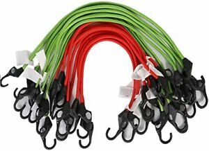 Heavy Duty Bungee Cords With Hooks 16PK 24inch Red, 32inch Green Finger-Hole