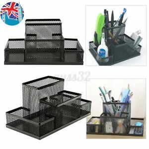 Metal Pen Pencil Mesh Holder Office Organizer Stationery Desk Ruler Trays Black