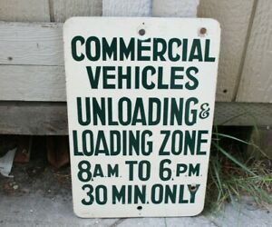 Vintage Commercial Vehicles Unloading &amp; Loading Zone Painted Wood Sign