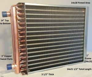 14x18 Water to Air Heat Exchanger~~1&#034; Copper Ports w/ EZ Install Front Flange