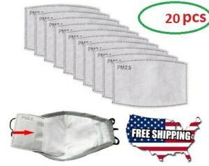 20 Pack PM2.5 Activated Carbon Filters 5 Layer Replacement For Face Mask Cover