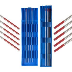 10x TIG Welding Tungsten Electrodes 1/16&#034; &amp; 1/25&#034; 2% Thoriated RED Low Burn Rate