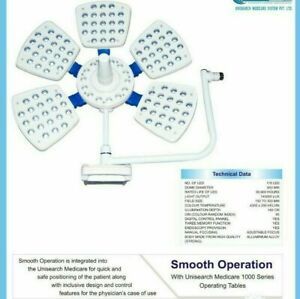 Shadowless LED Operation Theatre Surgical Light Ceiling 5 Reflector 145k Lux co1