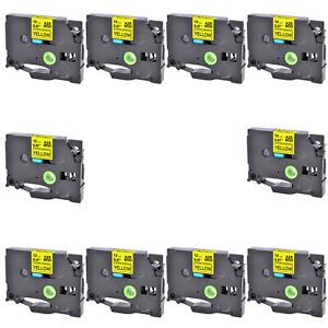10PK TZE-S631 TZS631 Strong Adhesive Label for Brother PT-1100 Black on Yellow
