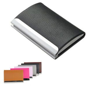 Holder ID Card Box PU Leather Aluminum Wallet Business Name Stainless Men