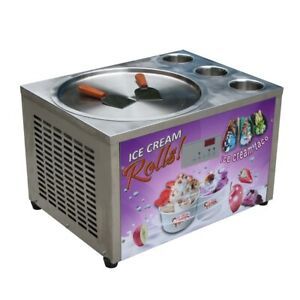 Countertop 45cm round pan with 3 tanks fried ice cream machine rolled ice cream