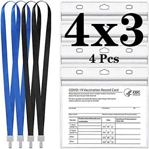 4 Pack Plastic Card Protector 4x3inch Health Card Holder PVC HD Transparent, Zip