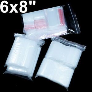 100 Bags 6x8&#034; Small Clear Reclosable Zip Plastic Lock Resealable Poly Zipper 1Mi