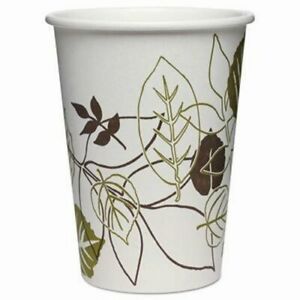 Dixie Pathways Paper Hot Cups, 8 oz, White/Green, 50/Pack (DXE2338PATHPK)