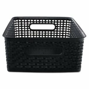 Advantus Weave Bins, 10 1/2&#034; x 14 x 7, Plastic, Black, 2 Bins (AVT40327)