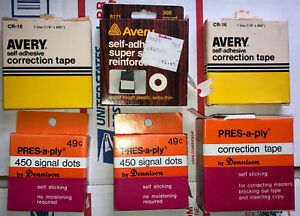 VTG Office Supplies Avery Self Adhesive Correction Tape PRES-a-Ply 6Pc. LOT USED