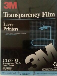 Vintage 3M Transparency Film for use with Laser Printers 50 Sheets 8.5x11 CG3300