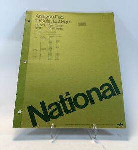 Analysis Pad 10 Colums Dbl Page 11&#034; x 8.5&#034; National 45-610 Eye-Ease 50 Sheets