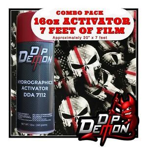 16oz hydrographic film / activator Red Line Firefighter Skulls hydro dip wizard