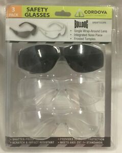 Cordova Protective Eyewear 3 Pack NEW 2 Clear 1 Sunglasses