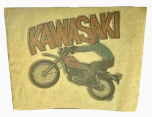 VTG 70s Deadstock T shirt Iron On Heat Transfer Kawasaki Motorcycle Street Bike