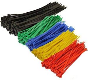 Topzone Assorted Color Nylon Cable Zip Ties Self Locking, 250-Piece