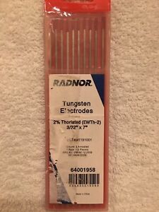 (1 Pkg/10) Radnor 64001958, 3/32”x7”, 2% Thoriated (EWTh-2) Tungsten Electrodes