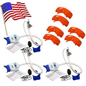 3X Dental Teeth Oral Care 6*LED Lamp Light Whitening Bleaching + Goggles CJ*RD