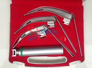 MCCOY FLEXI-TIP FIBEROPTIC LED Laryngoscope SET- BLADE # 2 &amp;3 &amp;4 MEDIUM HANDLE