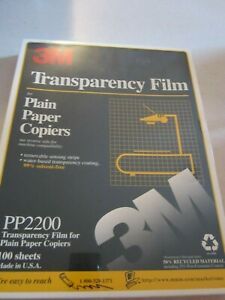 New 3 M Transparency Film PP2200 Plain Paper Copies 100 Sheets