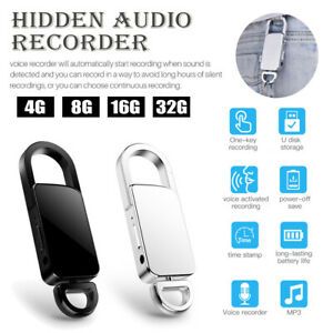 Mini Hidden Keychain Audio Recorder Voice Activated Listening Device MP3 Player