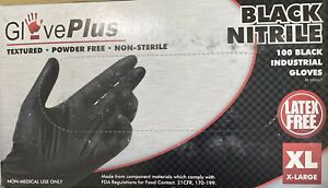 GlovePlus Powder Free Black Nitrile Gloves, XL, 100/Box GPNB48100