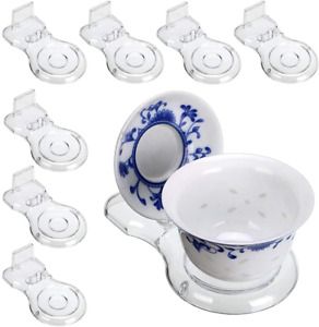 Hipiwe Acrylic Tea Cup Saucer Display Stands Clear Dinnerware Easel...