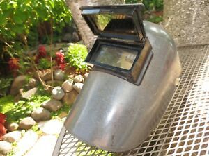 1950s Jackson Fiberglass Welding Mask Helmet Welders Flip-Up Suspension &amp; Window