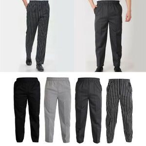 Polyester Elastic Restaurant Cafe Chef Waiter Pants Trousers Hotel Uniform Accs
