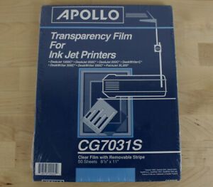 Apollo Transparency Film For Ink Jet Printers w/ Stripe 50 Sheets 8.5” X 11”