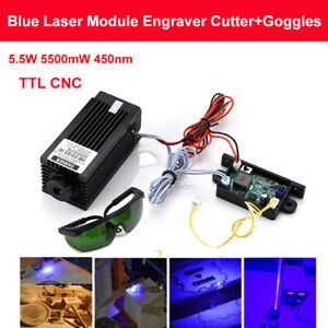 Focusable TTL CNC 5.5W 450nm 5500mW Blue Laser Module Engraver Machine + Goggles